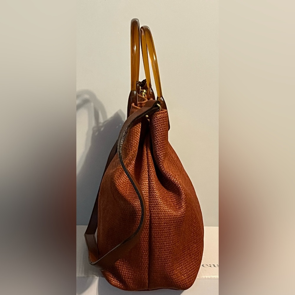 Valerie Stevens Straw woven leather shoulder strap dual carry  Bag - Picture 2 of 14